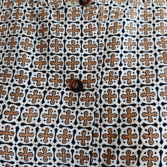 Liz Claiborne Silk Long Sleeve Button Down Collarless Patterned Shirt P6432 - Picture 3 of 10